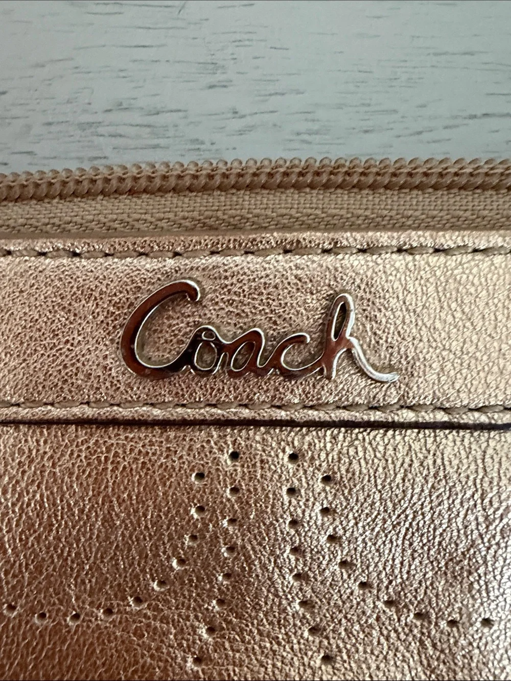 Coach wristlet metallic
